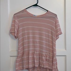 Pink with white stripes babydoll tee